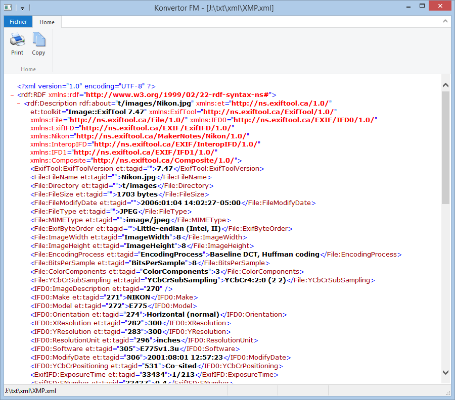 Displaying XML files